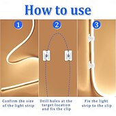 abordables Accesorios LED-Clips de montaje para tiras LED impermeables (30-200 unidades), soporte de montaje para tiras LED de neón, abrazaderas de fijación con 30-200 tornillos para tiras de iluminación LED de 5 mm a 6 mm,