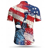  Amerika's 250e verjaardag Voor heren Uitslagbescherming Wielrenshirt Amerikaanse Amerikaanse vlag Korte mouw Fietsen Shirt Kleding Bovenlichaam met 3 achterzakken UV-bestendig Sneldrogend Met zakken