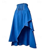 ieftine Pantalonii-Gotic Medieval Renascentist Asimetric Fustă vrăjitoare Vampiri Zana Cu Șiret Costume de fancy Pentru femei Fantezie Halloween Carnaval Performanță Târgul Renașterii LARP Adulți Fustă