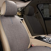  Universal 7pcs Car Seat Covers Full Set, Breathable Linen Front and Rear Seat Cushions with Backrest Protectors, Airbag Compatible Seat Pad for Most Cars, SUV, Truck, Storage Pockets