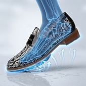 economico Scarpe Dichiarazione-mocassini da uomo neri con stampa paisley, scarpe eleganti slip-on di tendenza con cinturino lucido, calzature da gentiluomo per matrimoni, banchetti, feste e occasioni speciali.
