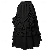 abordables Fondos-Retro Antiguo Victoriano Medieval Falda Bruja Princesas Aristócrata Volante Disfraz Mujer Víspera de Todos los Santos Carnaval Feria del Renacimiento LARP Adulto Falda