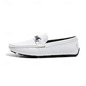 cheap Casual Loafers-Men's Yellow Croc-Embossed Bit Loafers Slip-On Lightweight Smart Casual Dress Shoes Gentleman Footwear for Parties, Banquets, Driving and Everyday Stylish Wear