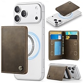 baratos Capas para iPhone-Carteira magnética para iPhone 17, 16, 15, 14, 13 Pro Max e Plus, compatível com MagSafe, com bloqueio RFID, feita em couro PU e fecho magnético. Possui um compartimento fino e removível para cartões