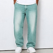 Hombre Pantalones Pantalones casuales 100% Algodón Pantalones de mezclilla Cintura elástica Pierna recta Plano Comodidad Suave Longitud total Casual Diario Exterior Moda Retro Antiguo Azul Piscina