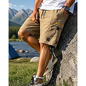 cheap Bottoms-Men's Outdoor Shorts Cargo Shorts Hiking Shorts Combat Shorts Summer Spring Autumn / Fall Outdoor Regular Fit Waterproof Quick Dry Lightweight Breathable Shorts Drawstring Pocket Khaki Black Camping
