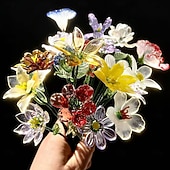 ieftine Flori Artificiale-floare din sticlă pentru luna nașterii, cadou floral din sticlă suflată manual pentru ziua de naștere, Ziua Mamei, iubită, cea mai bună prietenă, soră, bunică – cadou unic pentru ea, femei, set de