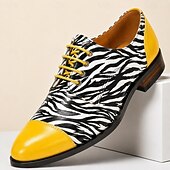 economico Scarpe Eleganti Elementari-Per uomo Moda Dichiarazione Festa &amp; Sera Pelle Pelle Pieno Fiore Italiana Antiscivolo Allacciatura Nero Bianco Giallo Estate Primavera Autunno
