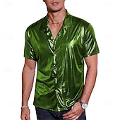 abordables Tapas-Retro Antiguo Años 70 Años 80 Camisas Disco Metálico Brillante Disfraz Hombre Disfraz de carnaval Víspera de Todos los Santos Carnaval Mardi Gras Discoteca Fiesta Rendimiento Adulto Camisas Primavera