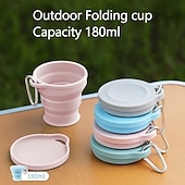 baratos Recreação ao Ar Livre-Conjunto de 3/6 copos dobráveis de silicone para uso externo com mosquetão, copos de bebida dobráveis, copos de água criativos e práticos com tampa de silicone multiuso.