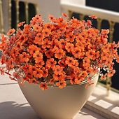  12 pachete de flori artificiale de toamnă, camouflage, pentru exterior, plante artificiale, decorațiuni de Halloween, mătase artificială rezistentă la UV, pentru Ziua Recunoștinței, care nu se decolorează, pentru ușa din față, verandă, terasă, curte, balc