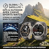 זול שעונים חכמים-שעון חכם GPS לגברים עם מיקום גלובלי של 6 לוויינים, צג AMOLED בגודל 1.43 אינץ', שעון ספורט עמיד למים 5 אטמוספירות עם צג קצב לב ושינה לאנדרואיד iOS