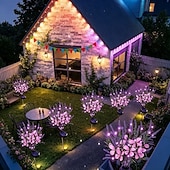 abordables Luces de camino y linternas-2/4 PCS Solar Simulation Lavender Butterfly Lawn Light Waterproof Garden Floor Insert Lamp Park Pathway Villa Yard Terrace Holiday Decoration Lamp
