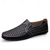 abordables Chaussures Décontractées Slip-On-Mocassins marron perforés pour homme, chaussures habillées décontractées et respirantes, style élégant et décontracté, parfaits pour la conduite, le bureau, les soirées et le quotidien professionnel.