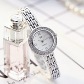 economico Orologi al quarzo-Elegant Women's Jewelry Bracelet Watch, Ladies Small Face Luxury Dress Wristwatch with Rhinestone Bezel &amp; Roman Numerals, Fashion Quartz Watch Gift for Her, Rose Gold and Silver Tone