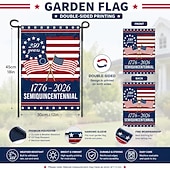 baratos Bandeira de Ventoinha-Bandeira de jardim do 250º aniversário dos EUA de 1776-2026, faixa de aniversário patriótica americana para decoração de quintal, gramado, varanda ou dia da independência
