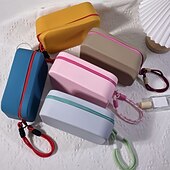 abordables Storage &amp; Organization-1pc Colorful Silicone Waterproof Cosmetic Bag, Portable Travel Makeup Organizer Pouch, Large Capacity Toiletry Storage Bag For Skincare, Makeup, Suitable For Vacation, Beach, Party, Birthday
