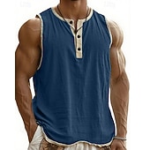 voordelige Sportschool tanktops-Voor heren Singlet Vest Top Onderhemd Mouwloos shirt Mouwloos Henley Zomer Effen Modieus Ontwerper Basic Knop Vakantie Straat Uitgaan Zwart Blozend Roze Marineblauw Top T-shirt voor mannen