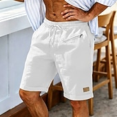 economico Vacanza-Per uomo Shorts Shorts di Lino Pantaloncini Estivi Shorts da Spiaggia Coulisse Elastico in vita Tasca con cerniera Semplice Tinta unita Comodità Morbido Corto Quotidiano Spiaggia Moda Chic &amp; Moderno