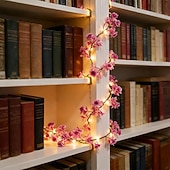 お買い得  バッテリー＆USB 屋内ライト-1.85m、35個のLEDフェアリーライトと造花（バラ、カスミソウ、ラベンダー） &amp;寝室、リビングルーム、結婚式、パーティー、階段、屋内装飾用のトランペット型の花。 &amp;点滅