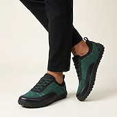 voordelige Casual Veterschoenen-Groene herenwandelschoenen, veterschoenen voor buiten, stevige wandelschoenen met antislipzool voor reizen, kamperen en dagelijks gebruik.