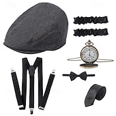 levne Příslušenství a další-Řvoucí 20s 20. léta 20. století Retro Sada příslušenství Baret Velký Gatsby Gentleman Gangster Maškarní kostým Pánské Karneval Valentýna Párty večerní šaty Plesová maškaráda Koktejlový večírek Dospělí