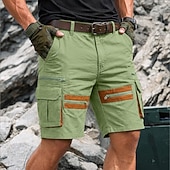 abordables Día festivo-Hombre Pantalones tipo cargo Pantalón Corto Cargo Pantalón corto Pantalones cortos casuales Bolsillo Cintura elástica Plano Bloque de color Un Color Corto Casual Exterior Ropa de calle Moda Ropa de