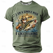  Herrtröja med tryck, jag är en enkel man, jag gillar att fiska och tror på Jesus, kristen, religiös, utomhus, normal passform, designerkläder, s, m, l, xl, xxl, xxxl