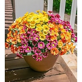  Margaritas artificiales para decoración exterior, 6 ramos de flores artificiales para macetas exteriores, flores de seda resistentes a los rayos UV para la puerta principal, el porche y el patio.