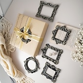 economico Cornici per foto-1PC, Black and Gold Mini Engraved Decorative Picture Frame Body, Resin Material DIY Decorative Small Item, Suitable for Photography Decoration Props, Wedding, Party and Other Scene Arrangements