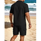 economico Camicie di lino-Per uomo Due pezzi Set Camicia Set estivo E Shorts Impostare Semplice Casuale Quotidiano Spiaggia Collo ripiegato Manica Corta Estate Primavera Moda Casual Confortevole Abbigliamento