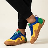abordables Chaussures Décontractées à Lacets-Baskets de randonnée colorblock pour homme, chaussures de trail à lacets, semelle épaisse antidérapante, idéales pour les voyages, le camping et le quotidien.