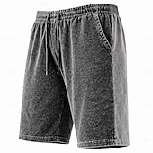 cheap Casual Shorts-Men's Shorts Summer Shorts Casual Shorts Acid Wash Shorts Pocket Elastic Waist Color Block Solid Washed Comfort Breathable Knee Length Casual Outdoor Beach Vacation Fashion Black Khaki Micro-elastic