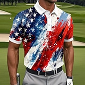 cheap Patriotic 250 Polos-4th of July 2026 250th Men's American US Flag Golf Sports Polo Shirts Short Sleeve Polo Shirts Lapel Casual Athleisure Daily Wear 3D Print Buttons Summer Spring Blue 1 Blue 3# Blue 2#