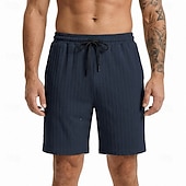 cheap Casual Shorts-Men's Shorts Summer Shorts Beach Shorts Casual Shorts Jacquard Pocket Elastic Waist Plain Comfort Breathable Knee Length Outdoor Beach Vacation Vacation Fashion Khaki Black Micro-elastic