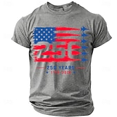  4th of July 2026 250th Men's US Flag 1776 T Shirt Short Sleeve T shirt 3D Print Crew Neck Shirt Patriotic Daily Festival Black White Green Summer Spring Clothing Apparel S M L XL XXL XXXL