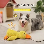 economico Giocattoli di peluche-cane che dorme con un abbraccio di cane giocattoli a forma di anatra per alleviare la noia della piccola anatra gialla bambola di peluche interattiva forniture per animali domestici