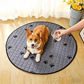 billige Hundesofatrekk-Vanntett hundematte, sklisikker, vaskbar, rund, absorberende, kjæledyrsengmatte, beskyttelse mot innendørs gulv, sklisikker, vaskbar, rund, absorberende, kjæledyrsengmatte, til bur, sofa, innendørs