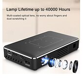 abordables Projecteurs-Mini projecteur DLP intelligent sous Android, décodage 4K HD, compatible 3D, projecteur de poche portable avec Wi-Fi 5 GHz et Bluetooth, correction trapézoïdale, commande tactile, trépied et