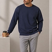 economico Felpe di base-Per uomo Maglia Felpa con cappuccio Maglione Blu marino Beige Girocollo Semplice Casuale Quotidiano Sport &amp; Outdoor Streetwear Cool Abbigliamento Sportivo Primavera &amp; Autunno Abbigliamento Felpe con