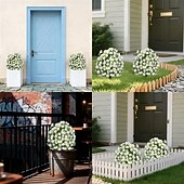 baratos Flor artificial-Estaca de crisântemo artificial branco de 56 cm (22 polegadas), topiaria de margarida artificial para casa, jardim e quintal. &amp;decoração de jardim, casamento &amp;Flores artificiais duráveis para festas,