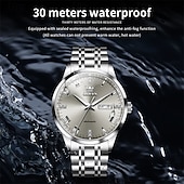cheap Mechanical Watches-OLEVS Men's Automatic Mechanical Watch, Luxury Stainless Steel Business Dress Watch for Men, Self Winding Wristwatch with Day Date, Waterproof Luminous Diamond Roman Numerals Black Dial Gift Box