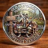  Samlemynt for jaktklubben, mynt for livstidsmedlem i «Old Bastards Legends of the Hunt» med skjelettjeger-, hund- og hjorte-, øl- og hagleemblem, nyhet for utendørsjakt som suvenir