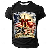  4 luglio 2026 250° Per uomo Bandiera degli Stati Uniti 1776 Maglietta Manica Corta maglietta Stampa 3D Girocollo Camicia Patriotico Quotidiano Festival Blu Nero Bianco Estate Primavera Abbigliamento