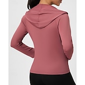 cheap Women's Shirt-Women's Solid Colored Workout Shirt Tennis Sports Jacket Long Sleeve Zipper Pocket Quick Dry Lightweight Moisture Wicking Breathable Tennis Golf Pickleball Hooded Jacket Black Pink Navy Blue Tennis