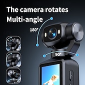 baratos Câmara de Ação-Câmera de ação 4K com tela IPS de 2,0", câmera portátil para vlogs com foco automático. &amp;Câmera de vídeo portátil de bolso com lente giratória e cartão SD de 32 GB, ideal para vlogs. &amp;viagem, presente