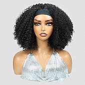 baratos Perucas capless de cabelo natural-Peruca curta bob de cabelo humano, crespa e cacheada, com faixa de cabelo, densidade de 200%, 8-16 polegadas.