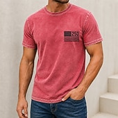  4 luglio 2026 250° Per uomo Bandiera Americana Camicia lavata con acido Maglietta pesante Manica Corta maglietta DTG Girocollo Camicia Patriotico Streetwear Ferie Blu Nero Rosa Primavera & Estate