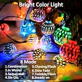 cheap Solar Outdoor Lights-Solar Powered Garden Fairy String Lights Iron Moroccan Ball Fairy Lights 12m 100LEDs for Home Yard Balcony Porch Trees Outdoor Party Decoration