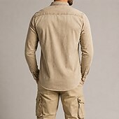 economico Camicie da lavoro da uomo-Da uomo Camicia Camicia casual Camicia con Bottoni Nero Borgogna Manica Lunga Semplice Colletto a Camicia Casuale Quotidiano Tasca Frontale Abbigliamento Cotone Elastene Elegante Moda Casual
